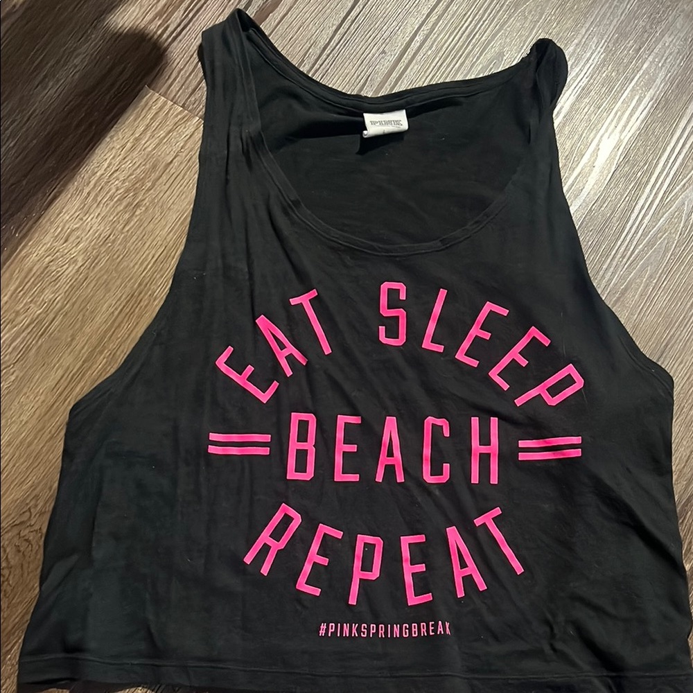 Victoria's Secret Black and Pink Crop Tank Top